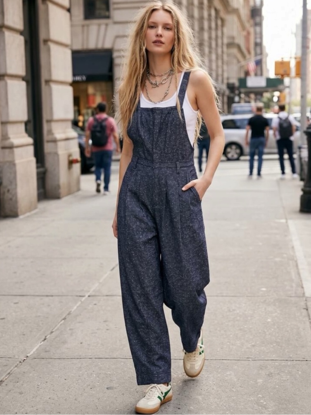 Free People Leonie Menswear Wool Barrel One Piece Jumpsuit Overalls Size Medium